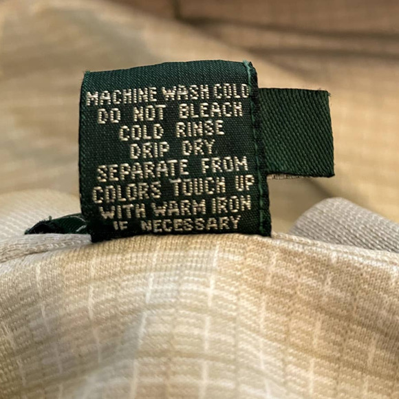 AM Player Shirt Cream White Checked Collared Button Cotton Golf Polo Size Large - Picture 8 of 11